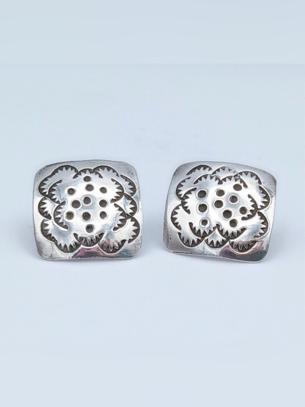 Vintage Sterling Silver NAVAJO Southwestern Post Earrings - SIGNED